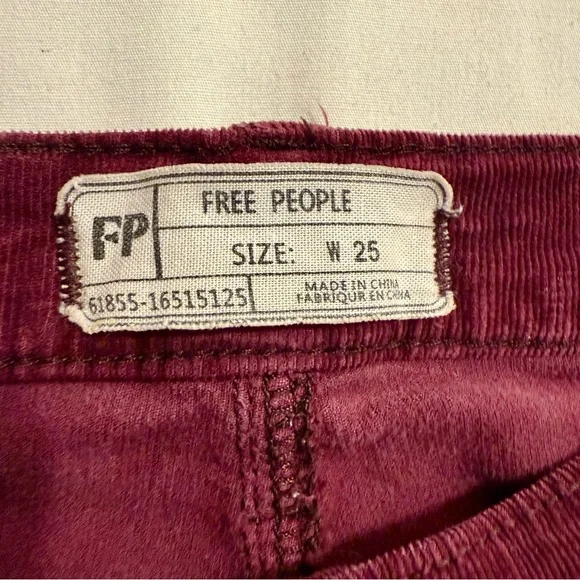 Free People Reagan High-Rise Corduroy Skinny Pants | Burgundy - Picture 4 of 8